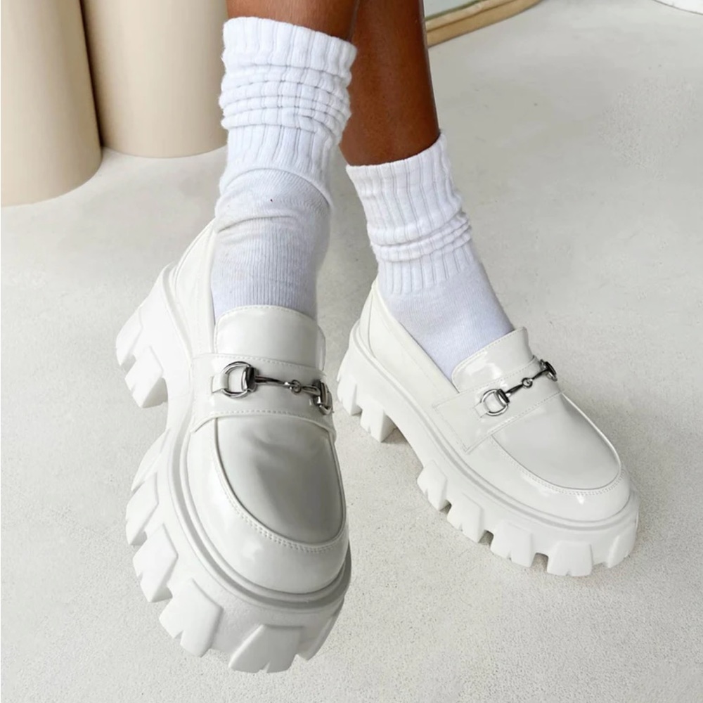 Chunky Penny Lane Loafer in White - Size 8